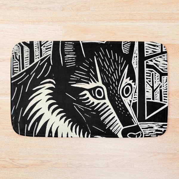Item preview,  woodcut-inspired wolf animal design prehistory artwork designed and sold by TommyRoad.