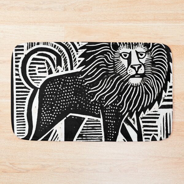 Item preview, woodcut-inspired lion animal design prehistory artwork designed and sold by TommyRoad.