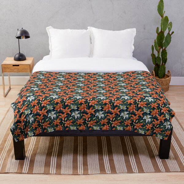 Item preview, Illustrated Lily - White and Orange Floral Pattern designed and sold by NotArtShirts.