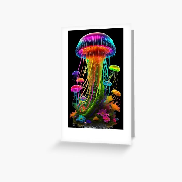 Item preview, Neon Rainbow Jellyfish | Water Plants And Flowers designed and sold by FridayArtStudio.