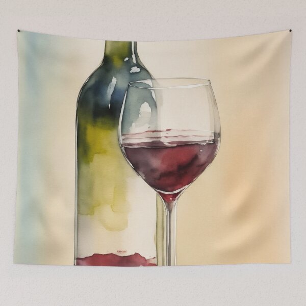 Item preview, Vintage Watercolour Wine Bottle & Glass Painting designed and sold by RossWilson12.