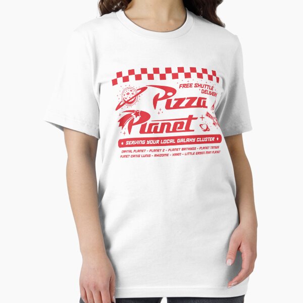Vista previa del artículo con la obra «Pizza Planet al servicio de su cúmulo galáctico local», diseñado y vendido por Candywrap Studio.