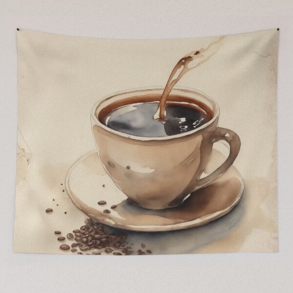 Item preview, Vintage Watercolour Coffee Cup Painting designed and sold by RossWilson12.
