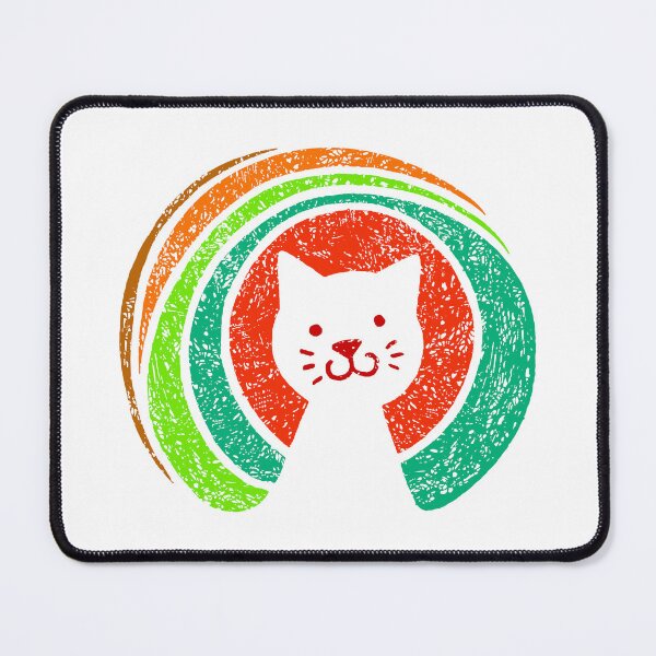 Item preview, Open Souce Cat Face Rainbow Colors On Light Background designed and sold by Wiggly Lines.