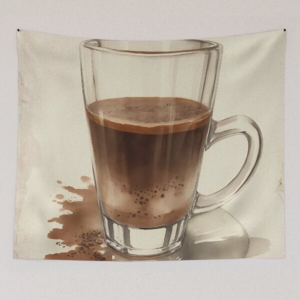 Item preview, Vintage Watercolour Coffee Glass Painting designed and sold by RossWilson12.