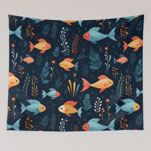 Item preview, a pattern illustration depicting fish in the sea designed and sold by treasure-vi.