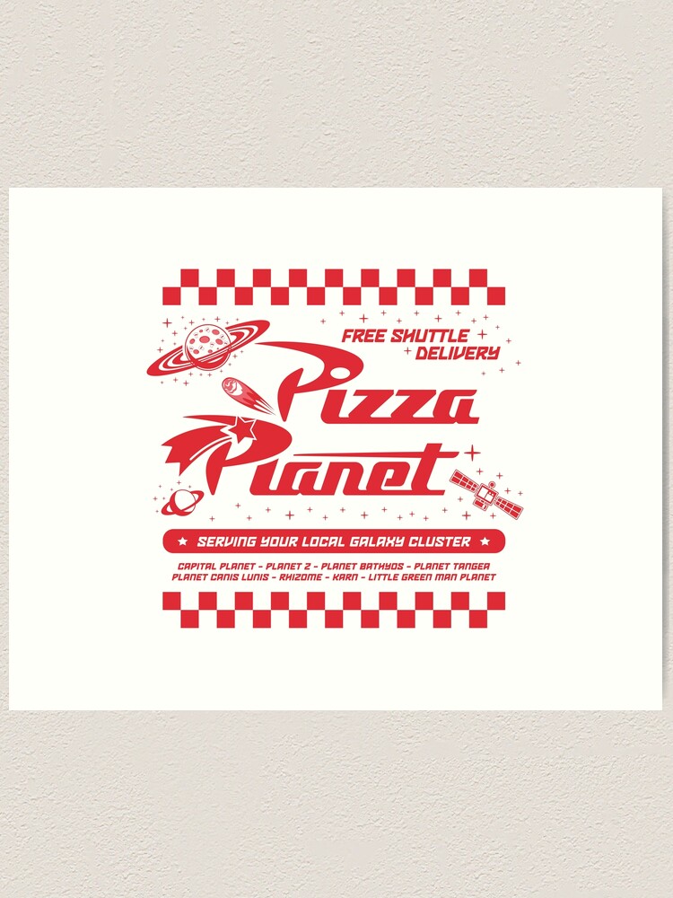 pizza-planet-free-shuttle-delivery-art-print-for-sale-by-purakushi-redbubble for Free Printable Pizza Planet Logo Pizza Planet Free Shuttle Delivery