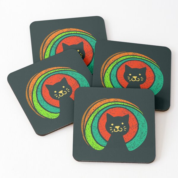 Item preview, Open Source Cat Face Rainbow Colors On Dark Background designed and sold by Wiggly Lines.