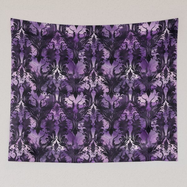 Aperçu de l'œuvre Modèle sans couture aquarelle victorien violet & noir créée et vendue par PatternStudios.
