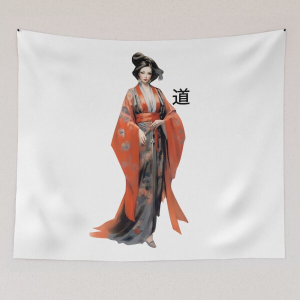 Item preview, Graceful Japanese woman in a vibrant kimono, radiating elegance designed and sold by BogatyrovaOlena.