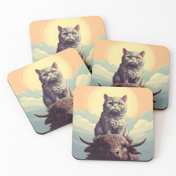 Item preview, Feline Meets Bovine: Whimsical Cats and Gentle Cows designed and sold by KittyStampedeCo.