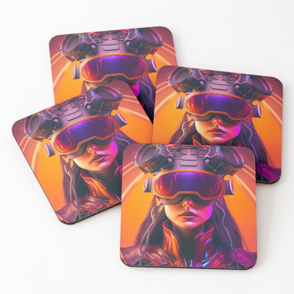 Item preview, Futuristic Vision: A Woman Embracing Colorful VR Glasses designed and sold by Visual Foundry.
