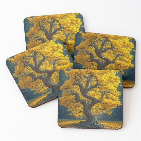 Item preview, Fantasy oak tree with yellow leaves illustration designed and sold by ArtyBuys.