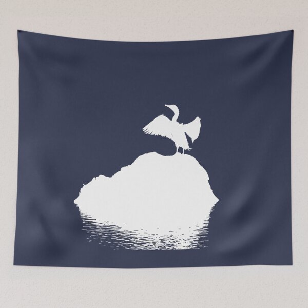 Item preview, Minimalistic Basking Black Cormorant White Silhouette  designed and sold by taiche.