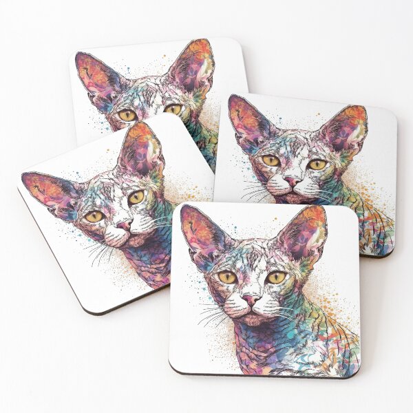 Item preview, WhimsiCat's Vintage Devon Rex Art Prints: A Unique Design for Cat Lovers. designed and sold by DooodleGod.