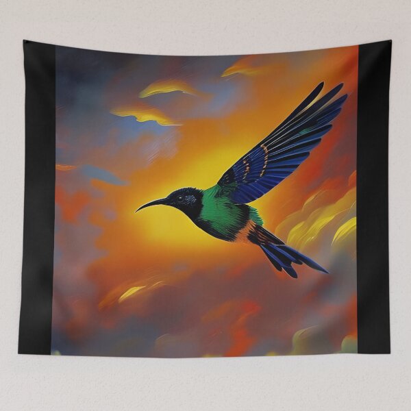 Item preview, Flying Green and Blue Sunbird, Ai Generated Art  designed and sold by ACC .