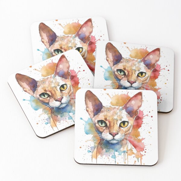 Item preview, Watercolor Devon Rex Cat Portrait - Whiskery Art for Feline Lovers designed and sold by DooodleGod.