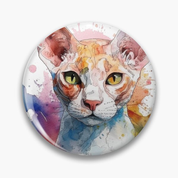 Item preview, Devon Rex Watercolor Painting: Art for Playful Feline Lovers and Design enthusiasts! designed and sold by DooodleGod.