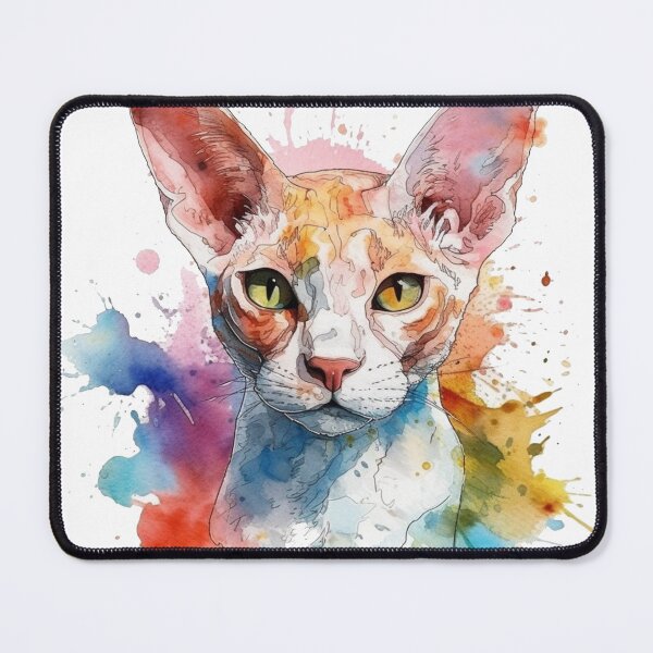 Item preview, Devon Rex Watercolor Painting: Art for Playful Feline Lovers and Design enthusiasts! designed and sold by DooodleGod.