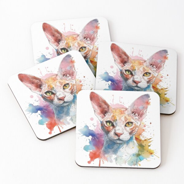 Item preview, Devon Rex Watercolor Painting: Art for Playful Feline Lovers and Design enthusiasts! designed and sold by DooodleGod.