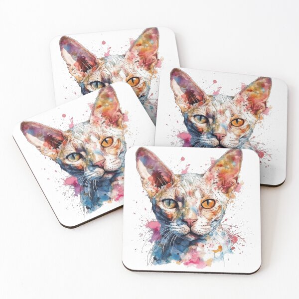 Item preview, Devon Rex Watercolor Painting - Artko's Playful Feline Design for Pet Lovers designed and sold by DooodleGod.