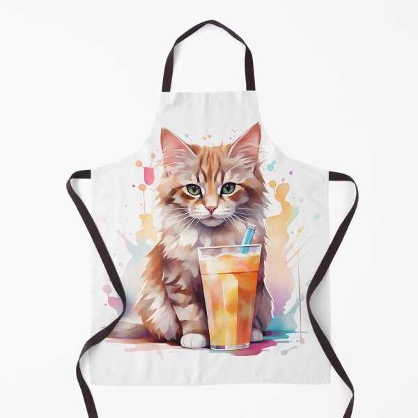 Aperçu de l'œuvre Chat buvant du thé glacé créée et vendue par InkLines.