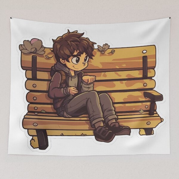 Item preview, Boy sitting on a bench designed and sold by abmkf.