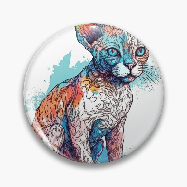 Artikelvorschau, WhimsiCat - Playful Devon Rex Cat Design on Button & Ribbon Closure, Soft Sketched Feline Woolly Furball with Cartoonish & Kooky Style, Perfect Art for Cat Lovers & Pet Owners! entworfen und verkauft von DooodleGod.