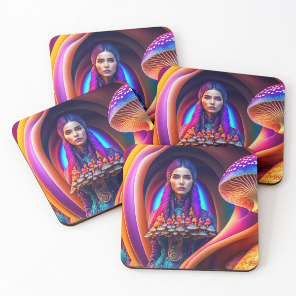 Item preview, Woman and colorful mushrooms designed and sold by M-Y-A-R-T-.