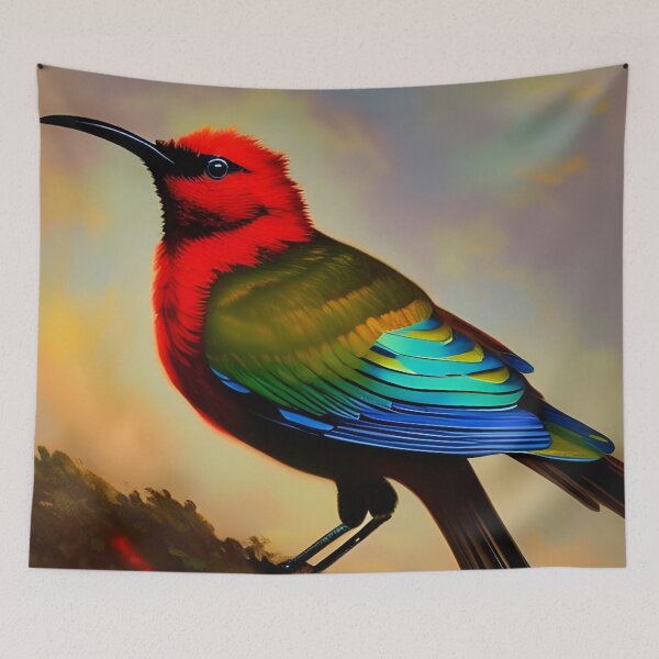 Item preview, Red and Blue Sunbird, Ai Generated Art  designed and sold by ACC .