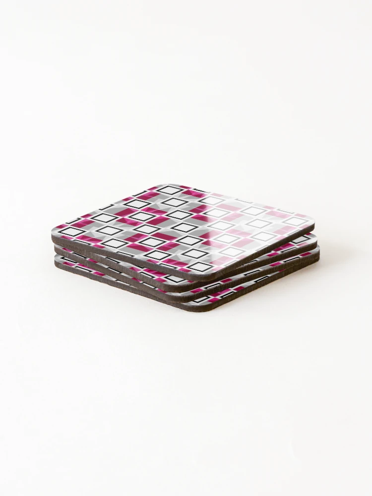 Thumbnail 4 of 5, Coasters (Set of 4), Geometric Raspberry designed and sold by MarshallWild.