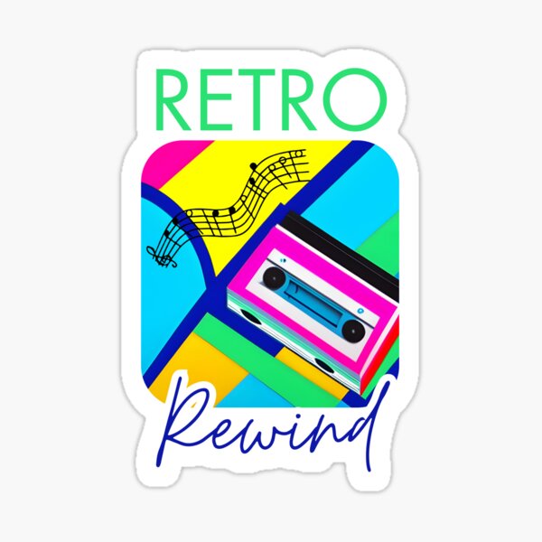 Item preview, Retro Rewind 80s Cassette Tape Music Notes Bright Bold Slogan designed and sold by Celebration Printables.