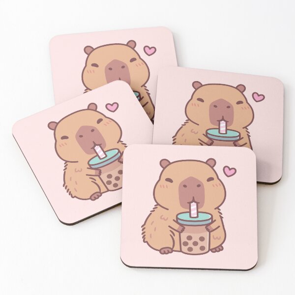 Item preview, Cute Capybara Loves Drinking Bubble Tea designed and sold by rustydoodle.