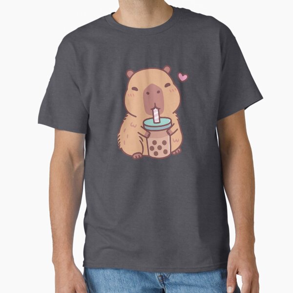 Item preview, Cute Capybara Loves Drinking Bubble Tea designed and sold by rustydoodle.