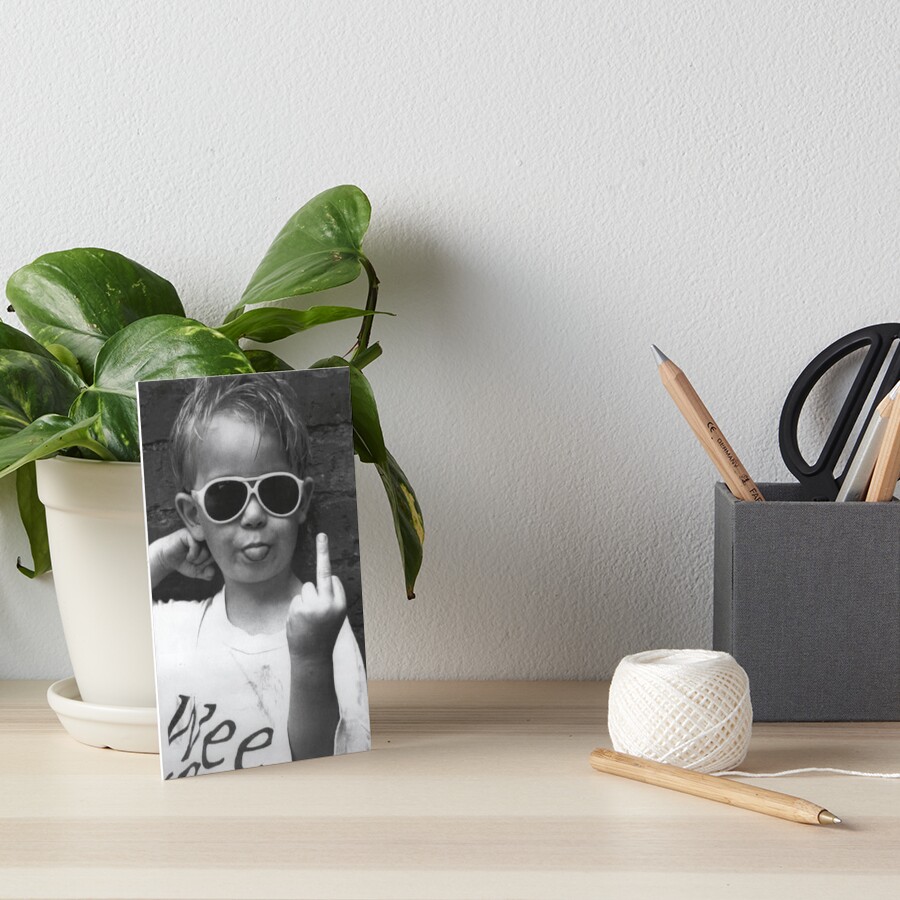 Boy Sticking His Tongue Out Art Board Print