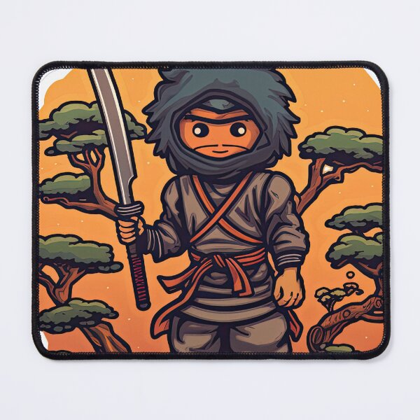 Item preview, A ninja stands with a machete near a banzai tree. designed and sold by abmkf.
