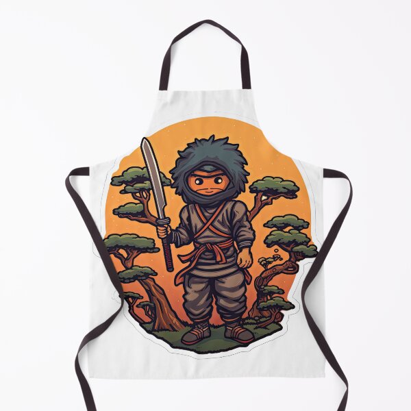 Item preview, A ninja stands with a machete near a banzai tree. designed and sold by abmkf.