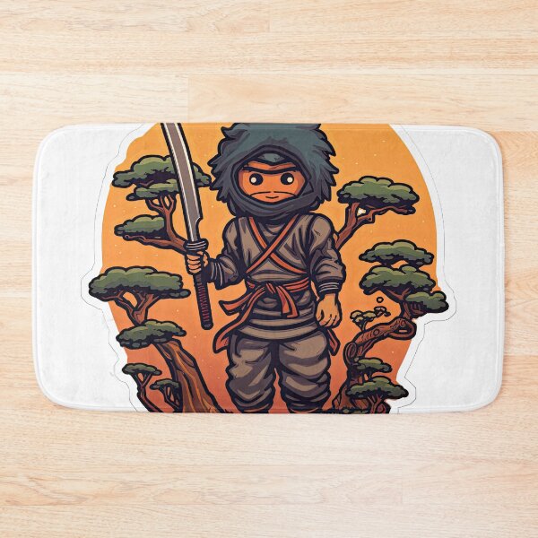 Item preview, A ninja stands with a machete near a banzai tree. designed and sold by abmkf.