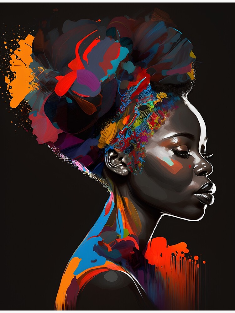 Black Woman Artwork, African American Girl Painting, Afrocentric Head Wrap top Décor