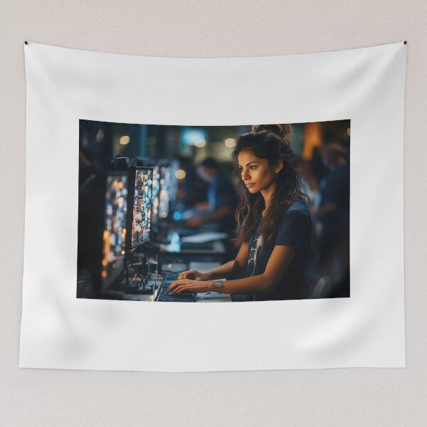 Item preview, Ethical (Systems) Lady Hacker at Work designed and sold by TheBrainArt.