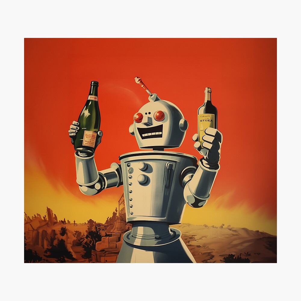 drunk Poster for Sale Robots-Retros |