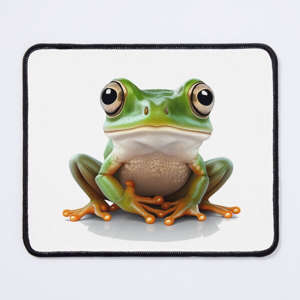 Item preview, A green frog crouching down and looking forward designed and sold by naturemenagerie.