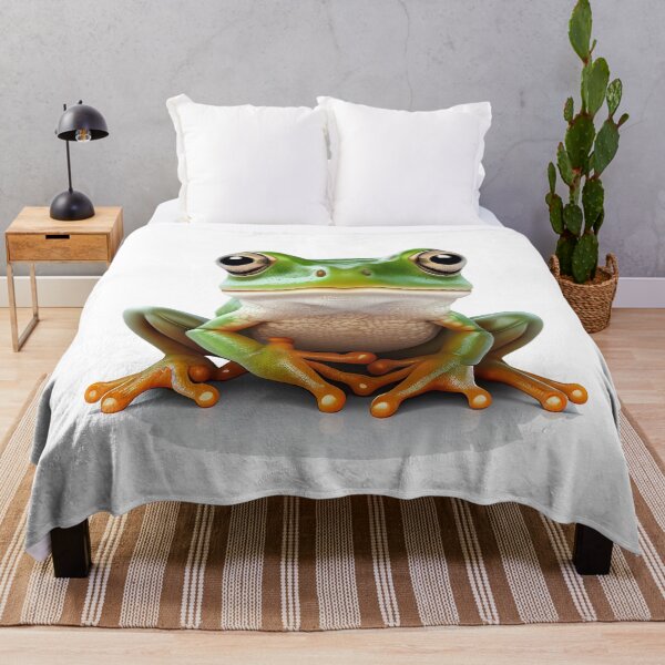 Item preview, A green frog crouching down and looking forward designed and sold by naturemenagerie.