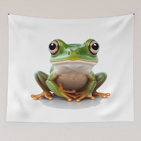 Item preview, A green frog crouching down and looking forward designed and sold by naturemenagerie.