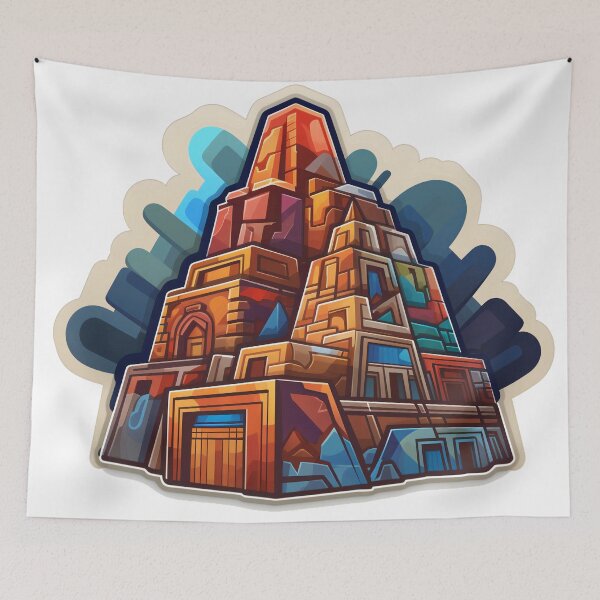 Item preview, Cubist Temple Sticker designed and sold by raviolli000.