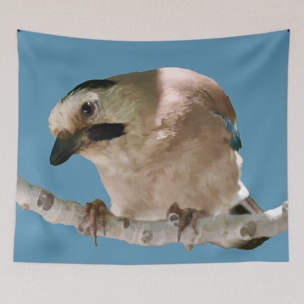 Item preview, Geeky Gormless Looking Jay Perched On A Branch Cut Out designed and sold by taiche.