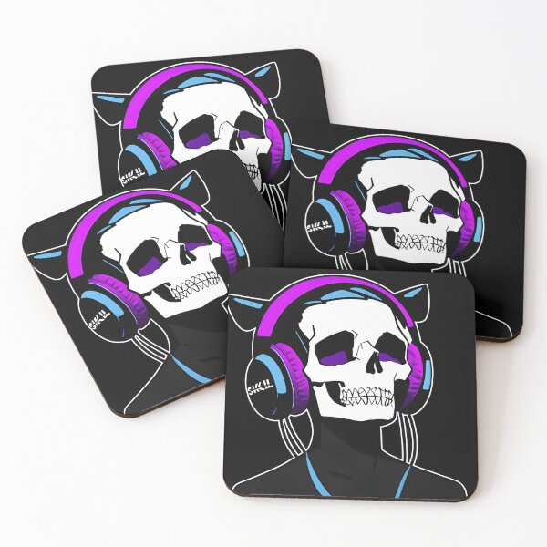 Item preview, Skull with Headphones Violet and Light Blue| Listening Music designed and sold by General-Corner.