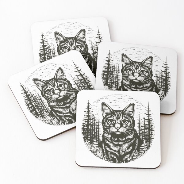 Item preview, Black and White Therian Cat at forest - vector graphic designed and sold by SGDesignonline.
