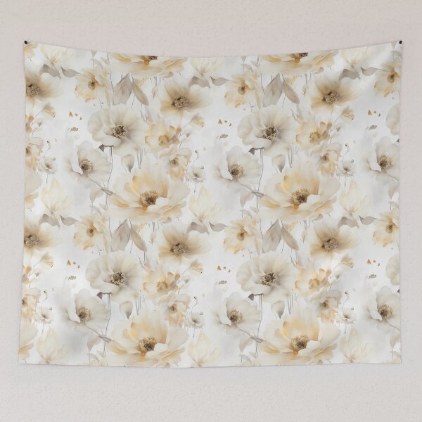 Item preview, Boho neutral floral pattern with rich gold details designed and sold by LadyBlush.