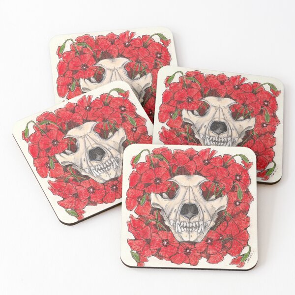 Item preview, Wolf Skull in Poppies designed and sold by IrwinArtworks.